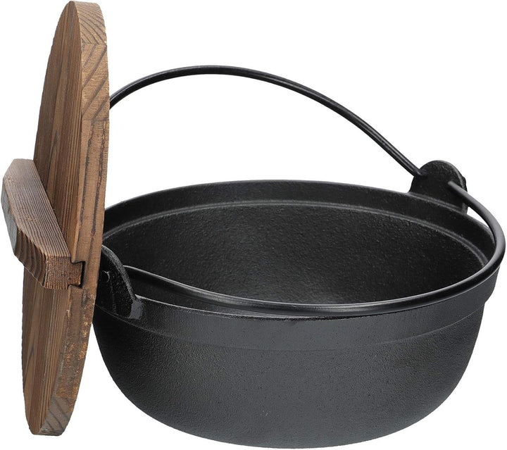 KitchenCraft World of Flavours Japanischer Kochtopf mit Holzdeckel, Gusseisen, Hot Pot, Sukiyaki, 1,