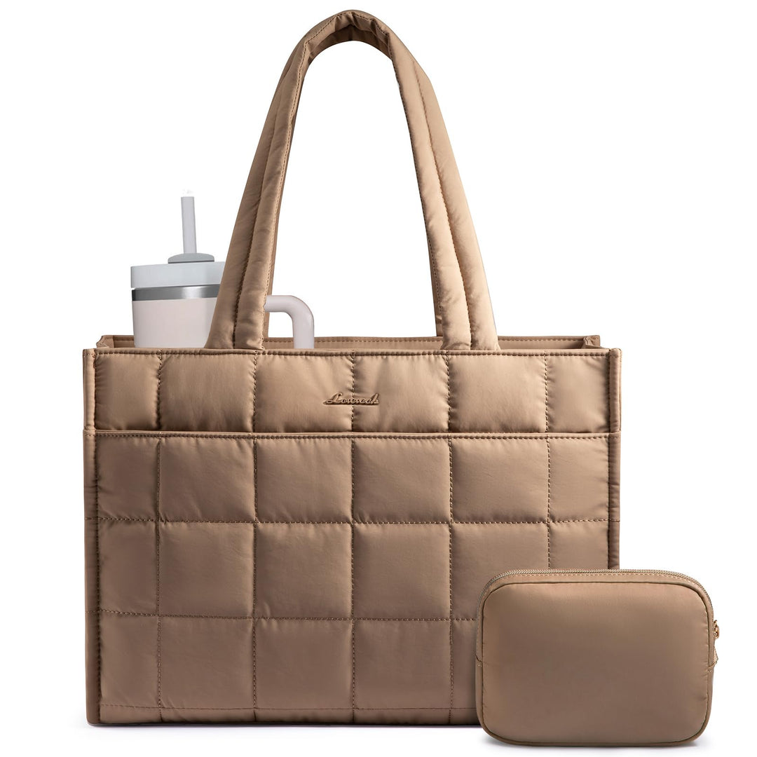 LOVEVOOK Handtasche Damen Shopper Tasche, Puffer Laptoptasche 15.6 Zoll Arbeitstasche Aktentasche, G