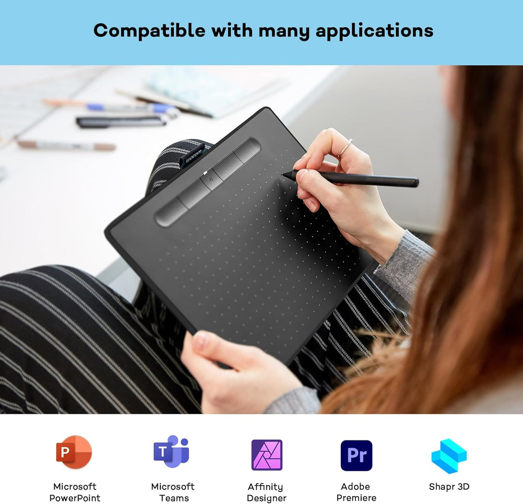 Wacom Intuos Comfort Plus Kabelgebundenes PB M – Grafiktablett (WiFi, Ethernet) CTL-6100WLK-S schwar