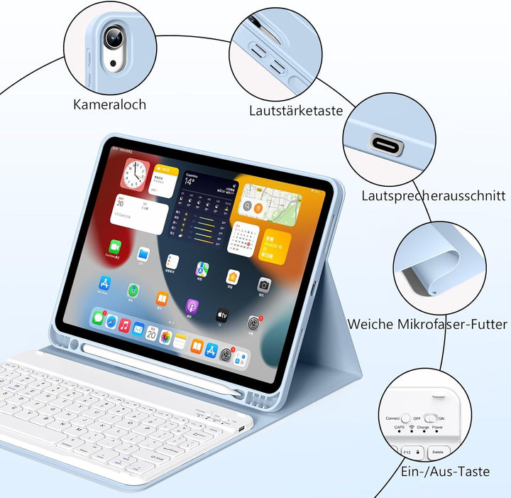 Tastatur Hülle für iPad Air 11 Zoll M3/M2 (2025/2024), iPad Air 5./4. Generation 2022/2020 10,9 Zoll
