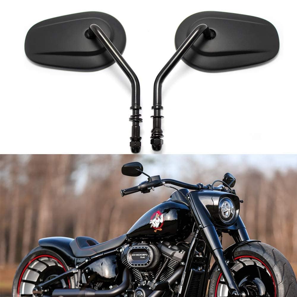 8mm Schwarzer Motorrad Rückspiegel Seitenlenker Rückspiegel für Sportster XL1200 883 48 Dyna Softail