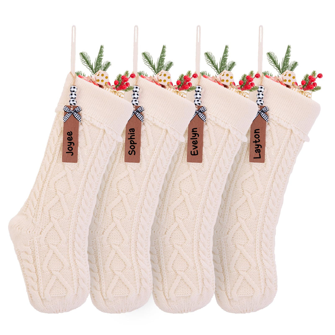 Weihnachtsstrümpfe, Kamin, Weihnachtsbaumschmuck, Ornamente für Urlaub, Familie, Freunde, Weiss, 4 S