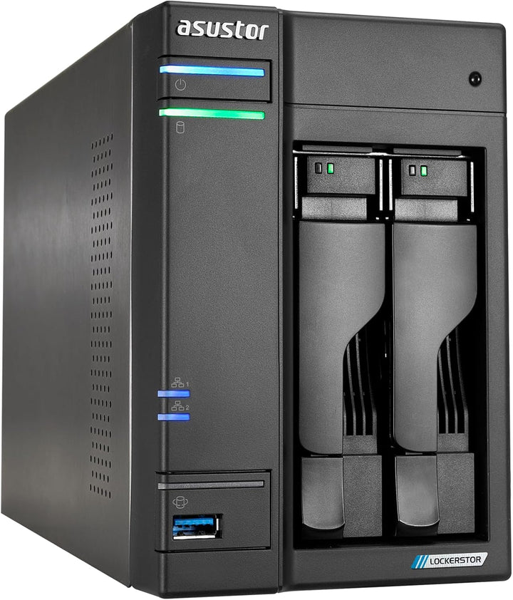 Asustor Lockerstor 2 Gen2+ AS6702T v2 2 Bay NAS Storage, Intel Quad-Core 2.0GHz CPU, Dual 5GbE Ports