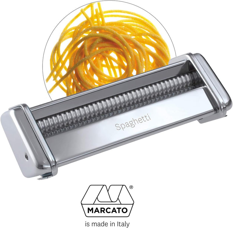 Marcato Classic Nudelmaschine Atlas 150 & 801500010 Spaghetti Vorsatz Silber Bundle mit Spaghetti Vo