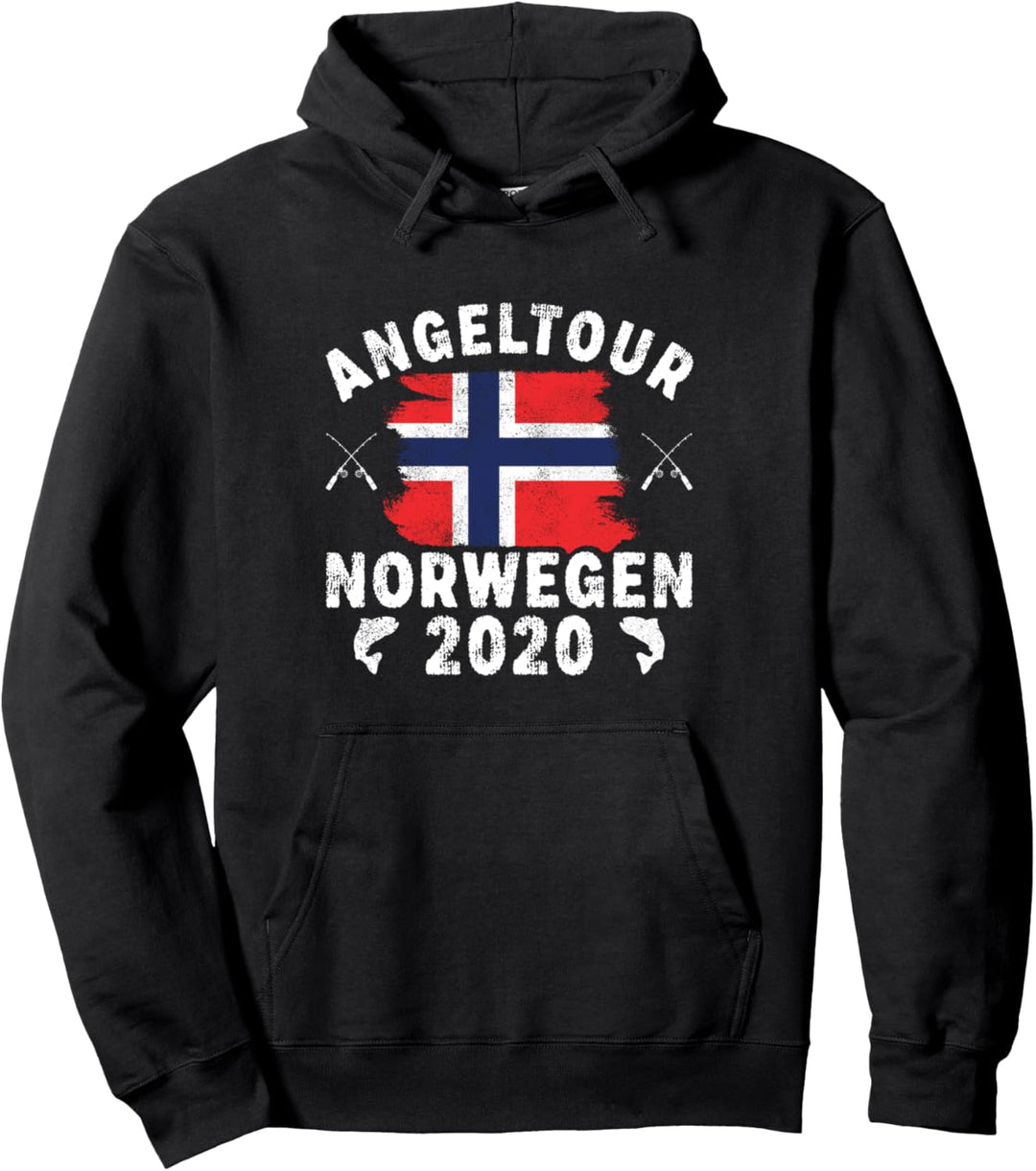 Angeltour 2020 mit Norwegen Flagge für Angler und Fischer Pullover Hoodie