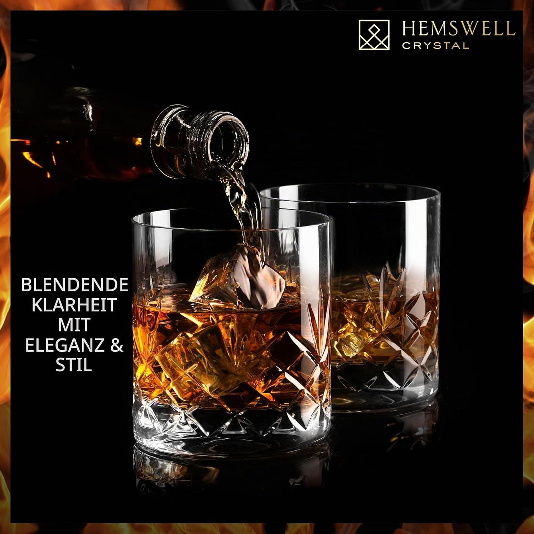 Hemswell Kristall Whisky Gläser Set, 2 Stück – 310 ml, altmodische Gläser, Whisky-Becher – tradition