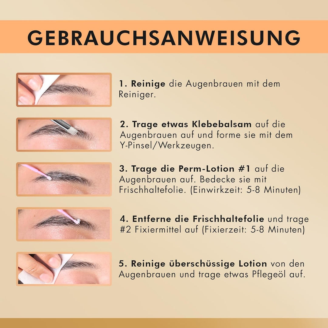 Augenbrauen Lifting Set, Brow Lifting Kit 6–8 Wochen, 15 Anwendungen, DIY Laminierung Set mit Anleit