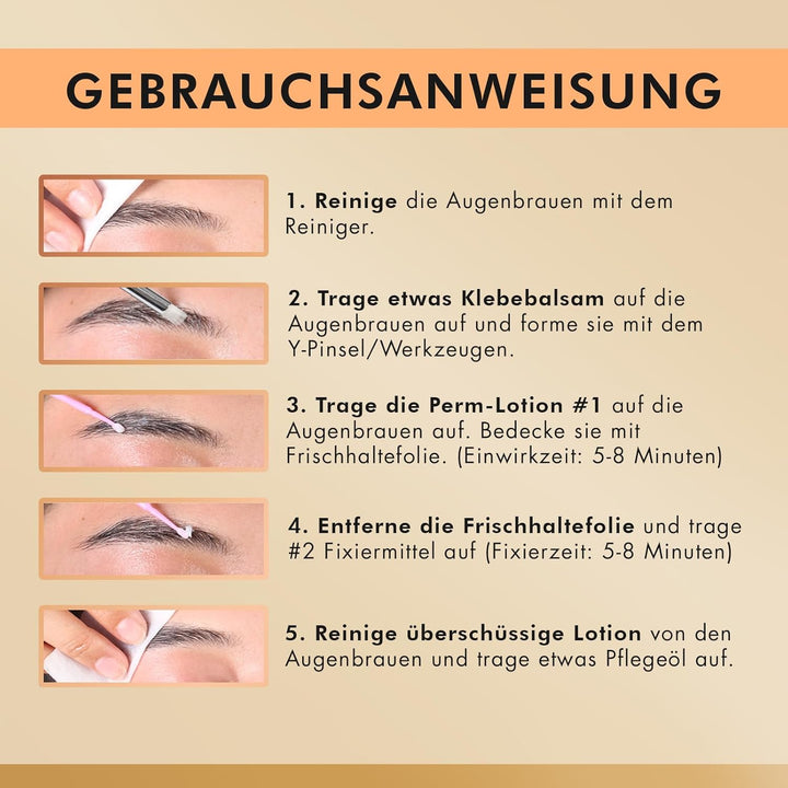 Augenbrauen Lifting Set, Brow Lifting Kit 6–8 Wochen, 15 Anwendungen, DIY Laminierung Set mit Anleit