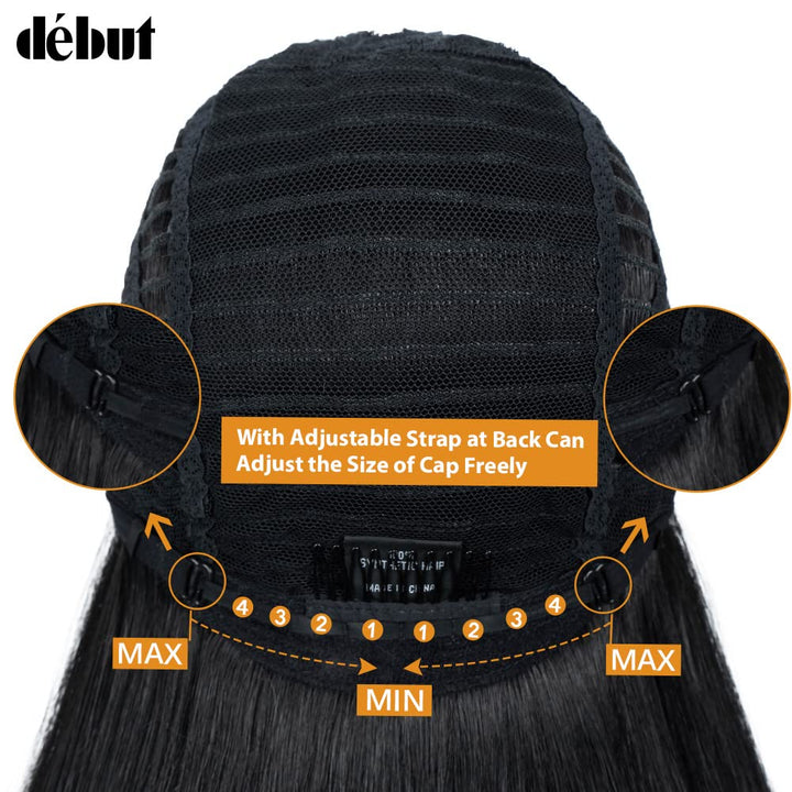 DÉBUT Lace Front Perücke Super lange Glatte Perücke für Damen 95 cm 260g Kunsthaar Hitzebeständige F