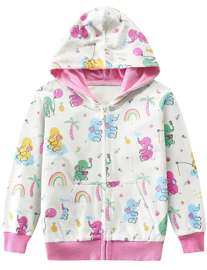 CM-Kid Zip Up Hoodie Mädchen Kapuzenpullover Reissverschluss Sweatshirts Hoody Baumwolle Kinder Erdb