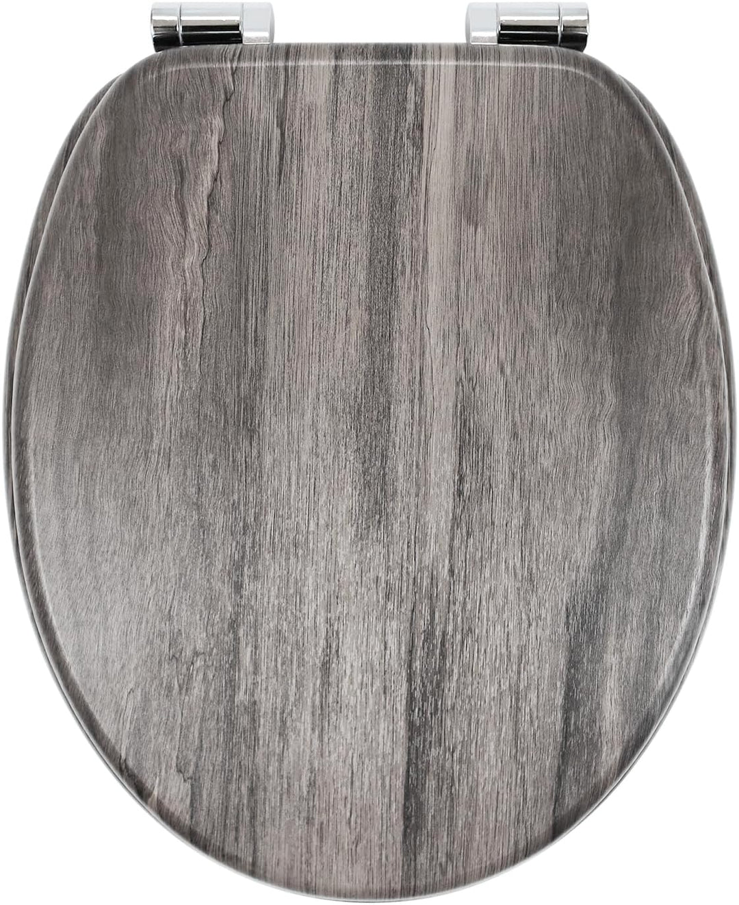 WC Sitz mit Absenkautomatik, Toilettendeckel aus MDF Holz, Toilettensitz mit Holzoptik-Furnier (dunk