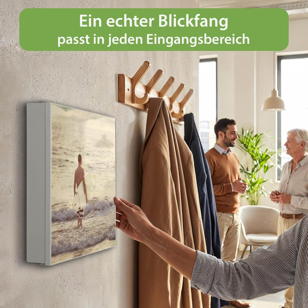 banjado Grosser Schlüsselkasten Glas - Schlüsselbox 30x30cm mit 50 Haken - Schlüsselkasten modern fü