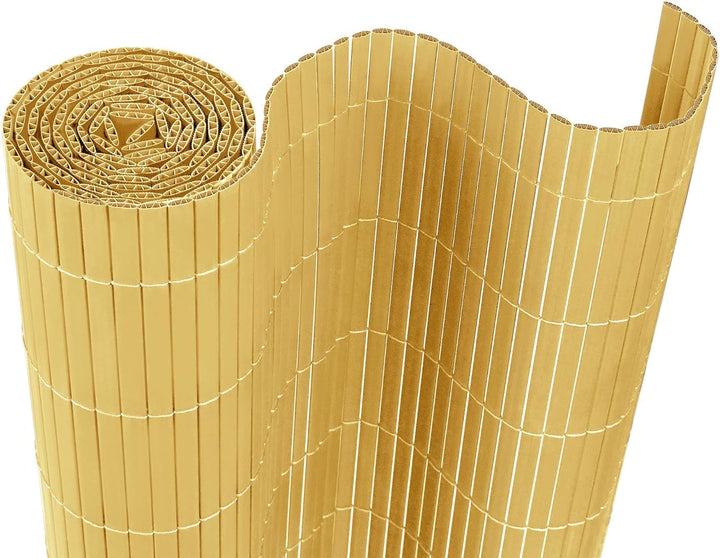 PVC Sichtschutzmatte Sichtschutzzaun 120x300CM, Bambus, Outdoor Sichtschutz mit verstärkten Lamellen