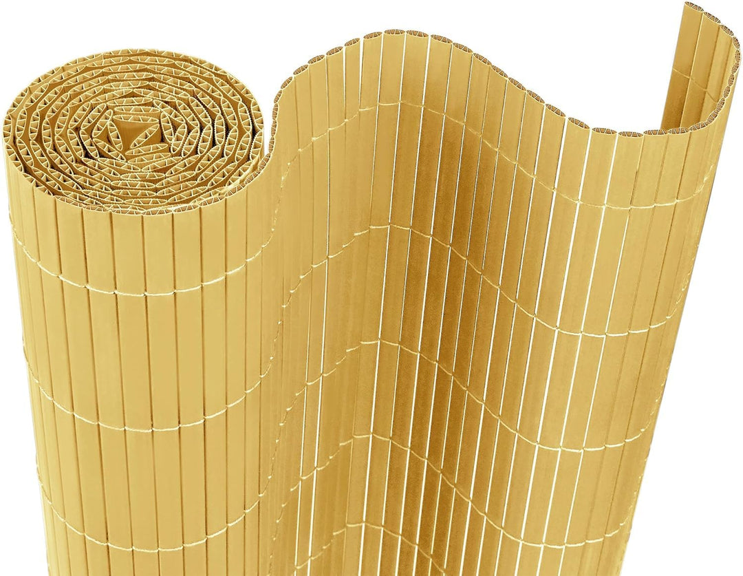 PVC Sichtschutzmatte Sichtschutzzaun 200x1000CM, Bambus, Outdoor Sichtschutz mit verstärkten Lamelle