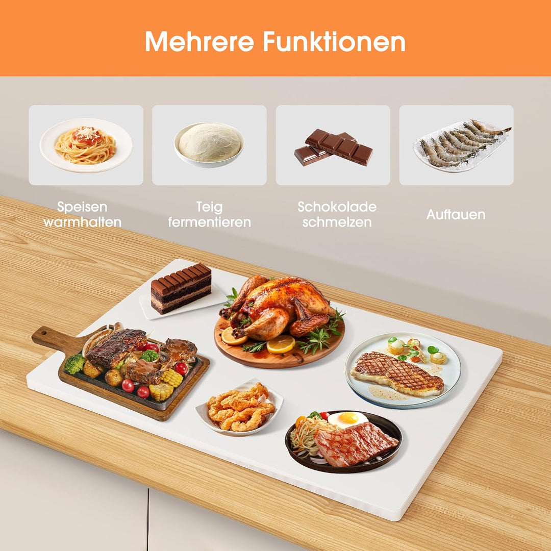 Byecold Warmhalteplatte 350 W, Wärmeplatte Elektrisch 60×40 cm, Graphen Speisewärmer, Touch Tasten,