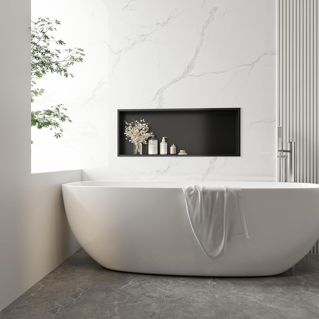 Neodrain Wandnische Dusche Edelstahl Duschnische Einzelregal Lagerung für Badezimmer 75 x 30 cm, Sch