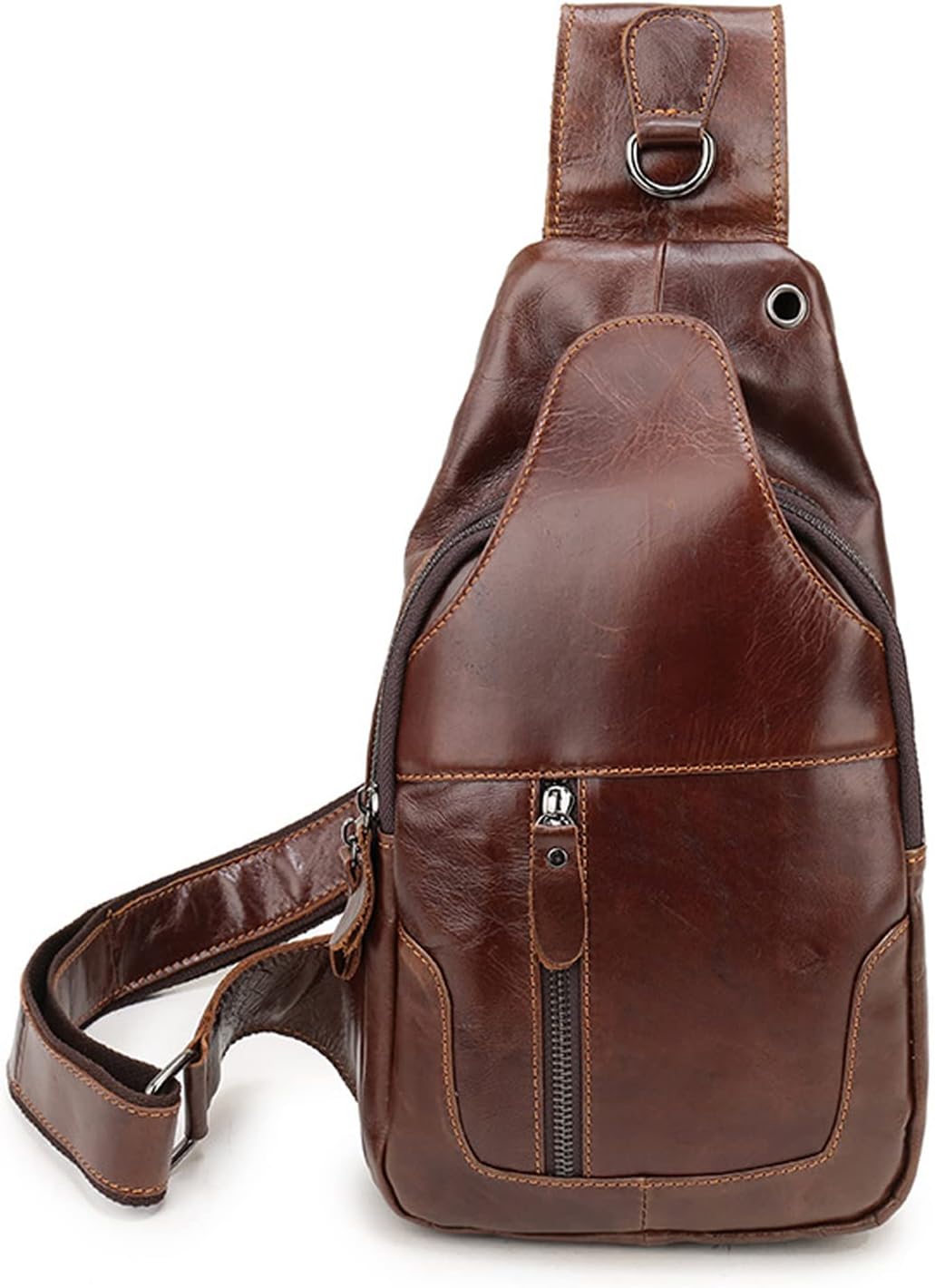 FANDARE Retro Brusttasche Leder Sling Bag Schultertasche Herren Damen Umhängetaschen Sporttasche für