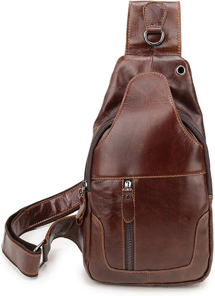 FANDARE Retro Brusttasche Leder Sling Bag Schultertasche Herren Damen Umhängetaschen Sporttasche für