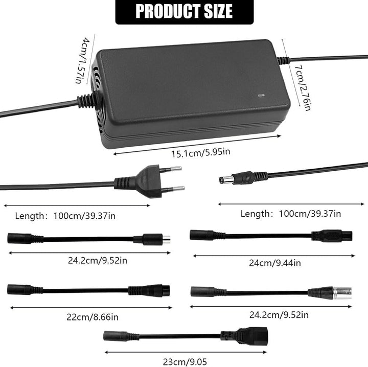 ZOYDP 54.6V 2A Li-ion Ladegerät für 48V 13S Lithium Batterie, E Scooter Ladekabel, e Scooter Ladeger