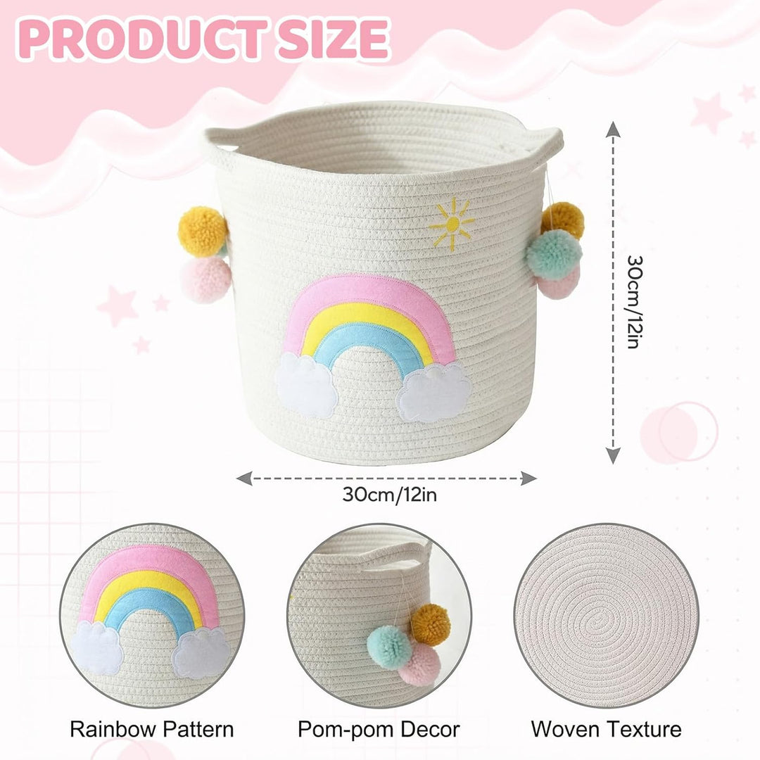 Aufbewahrungskorb Kinderzimmer Wickeltisch Organizer für Babys Kinder Spielzeug Korb, Regenbogenmust