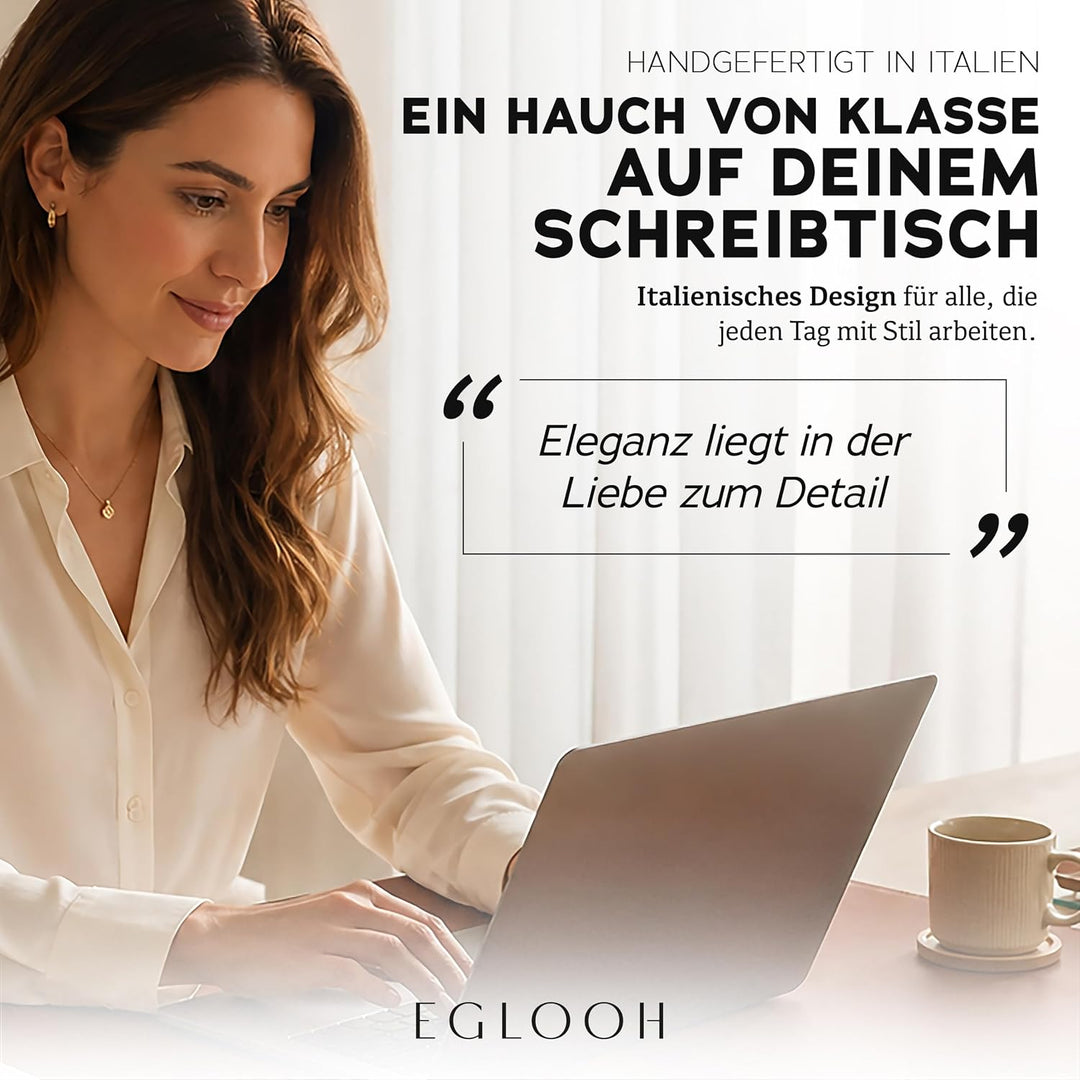Eglooh - Calliope - Schreibtischunterlage Leder Schwarz mit Kantenschutz cm 50x35 - Gewinkelte Schre