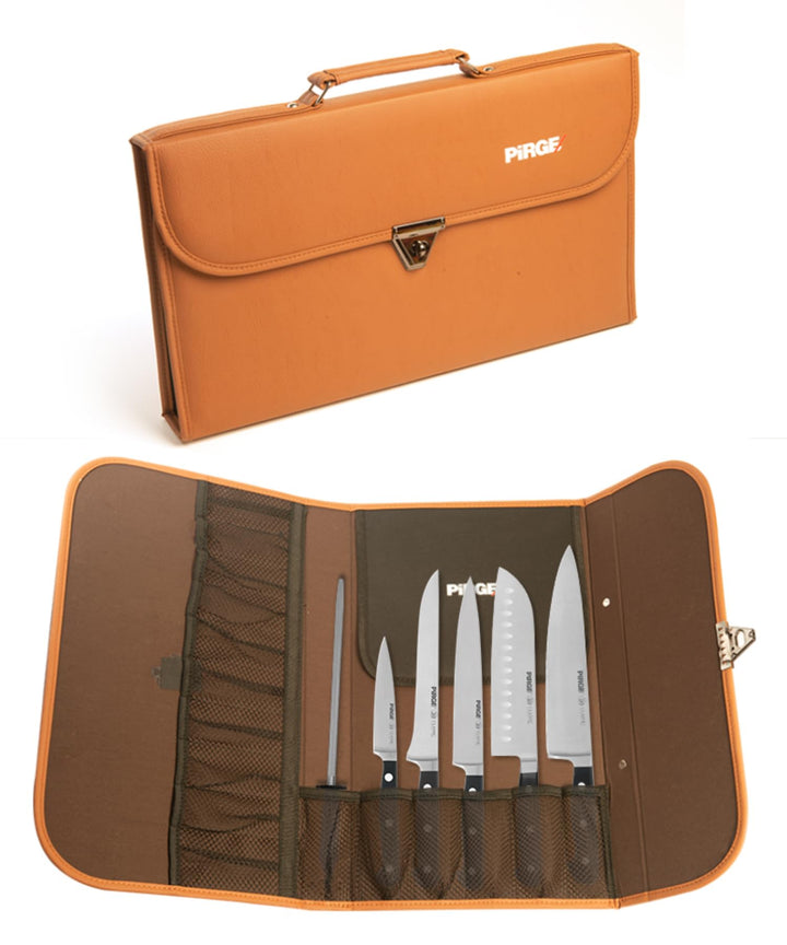 Pirge Classic Profi Messerset mit Tasche 7 Stück - Geschmiedet Messerset - Profi Kochmesser Set - Ed
