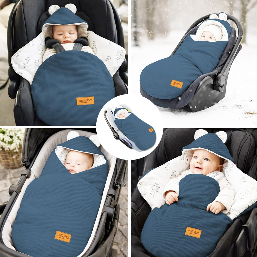Baby Fusssack Einschlagdecke für Babyschale und Kinderwagen Blau, Blau
