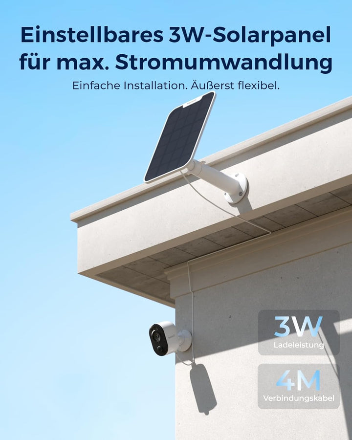 Reolink 2K 4MP Überwachungskamera Aussen Akku Argus 3 Pro mit Solarpanel, 2,4GHz/5GHz WLAN, Personen
