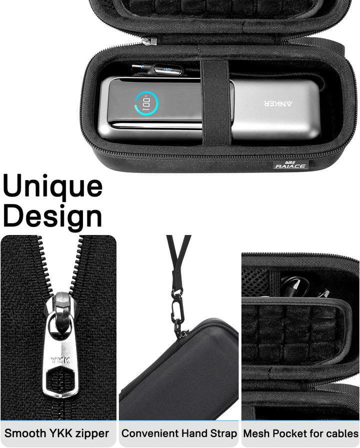 RAIACE Hartschalenetui kompatibel mit der Anker 25.000 mAh Powerbank, mit Netzfach für Kabel und Zub