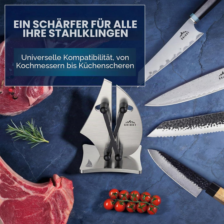 VN3 Professioneller Messerschärfer | 3-Aktions-stromlinienförmiges Segelboot-Design für müheloses Me