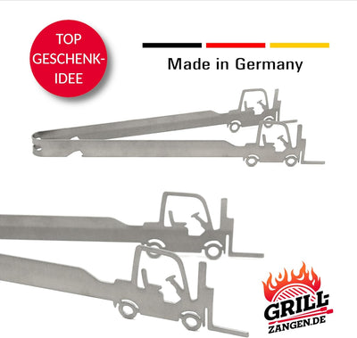 Grillzange Motiv Gabelstapler, spülmaschinengeeignet, Geschenkidee, Männergeschenk, Staplerfahrer, L