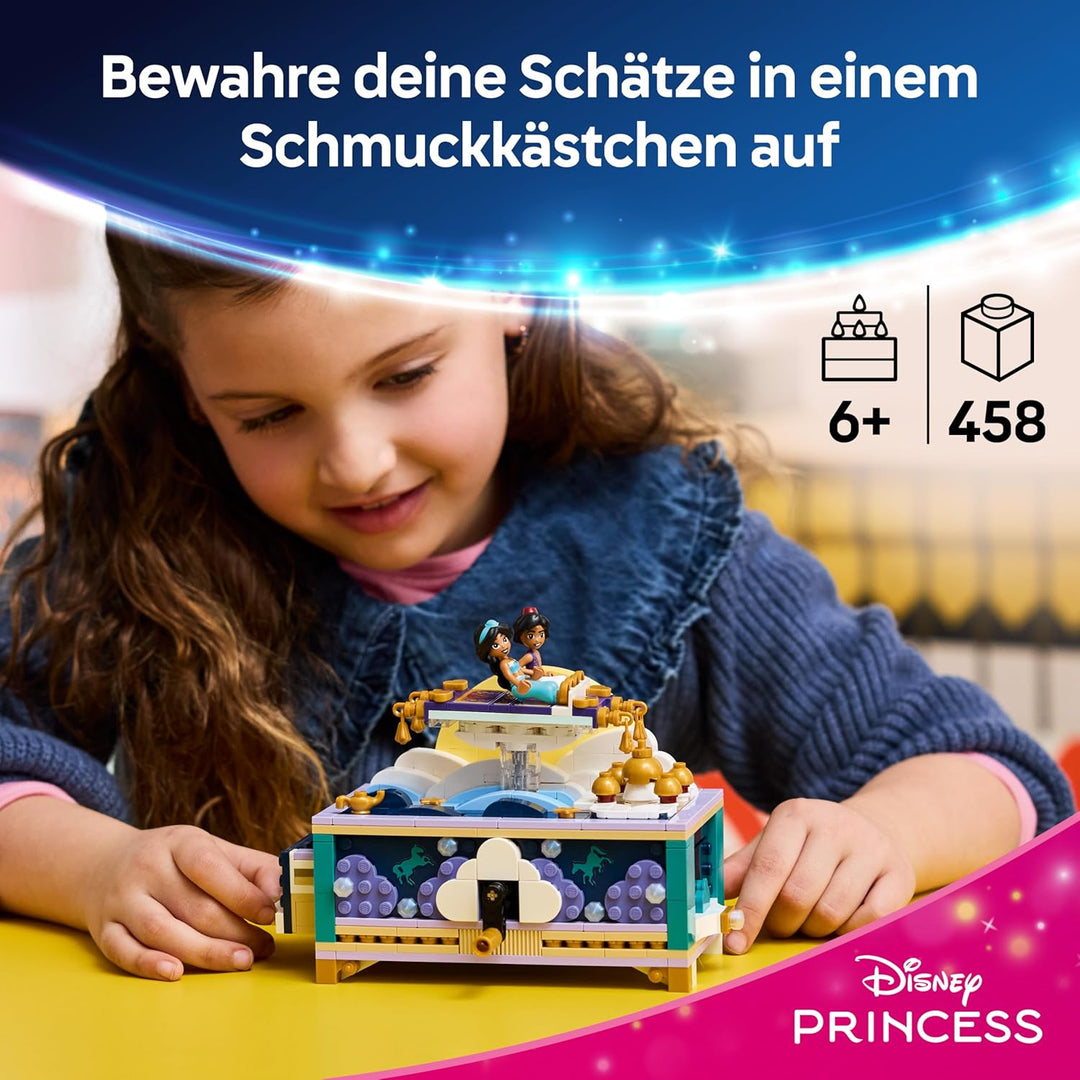 LEGO ǀ Disney Princess Jasmins Schmuckkästchen - Aladdin Set mit 2 Mini-Puppen, 2 Ringen und Dschinn