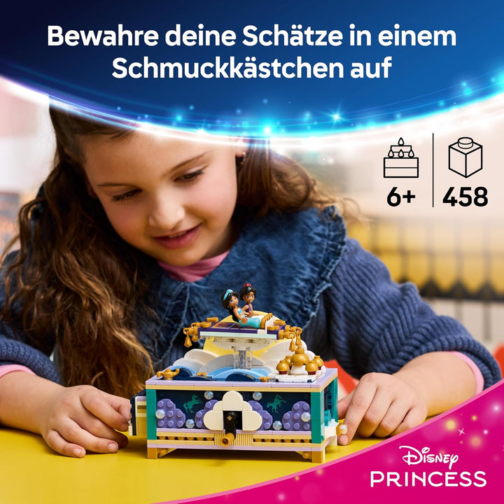 LEGO ǀ Disney Princess Jasmins Schmuckkästchen - Aladdin Set mit 2 Mini-Puppen, 2 Ringen und Dschinn