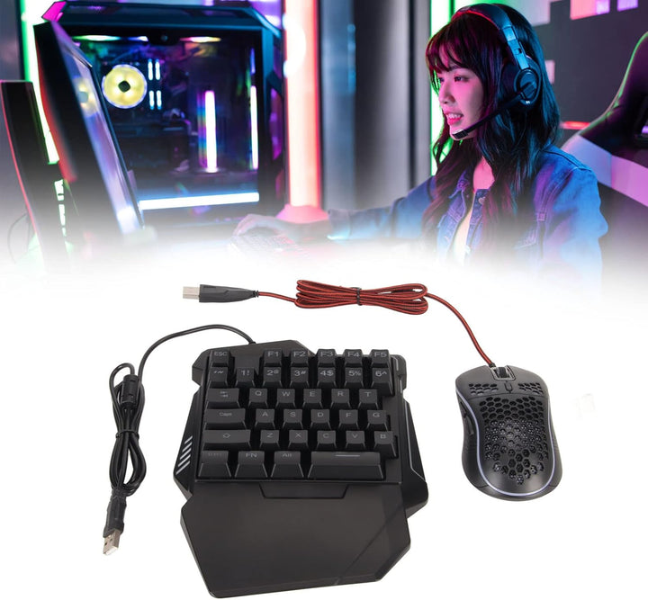 Einhand-Halb-Gaming-Tastatur- und Maus-Kombination, mit Tastatur- und Mauskonverter, Unterstützt für