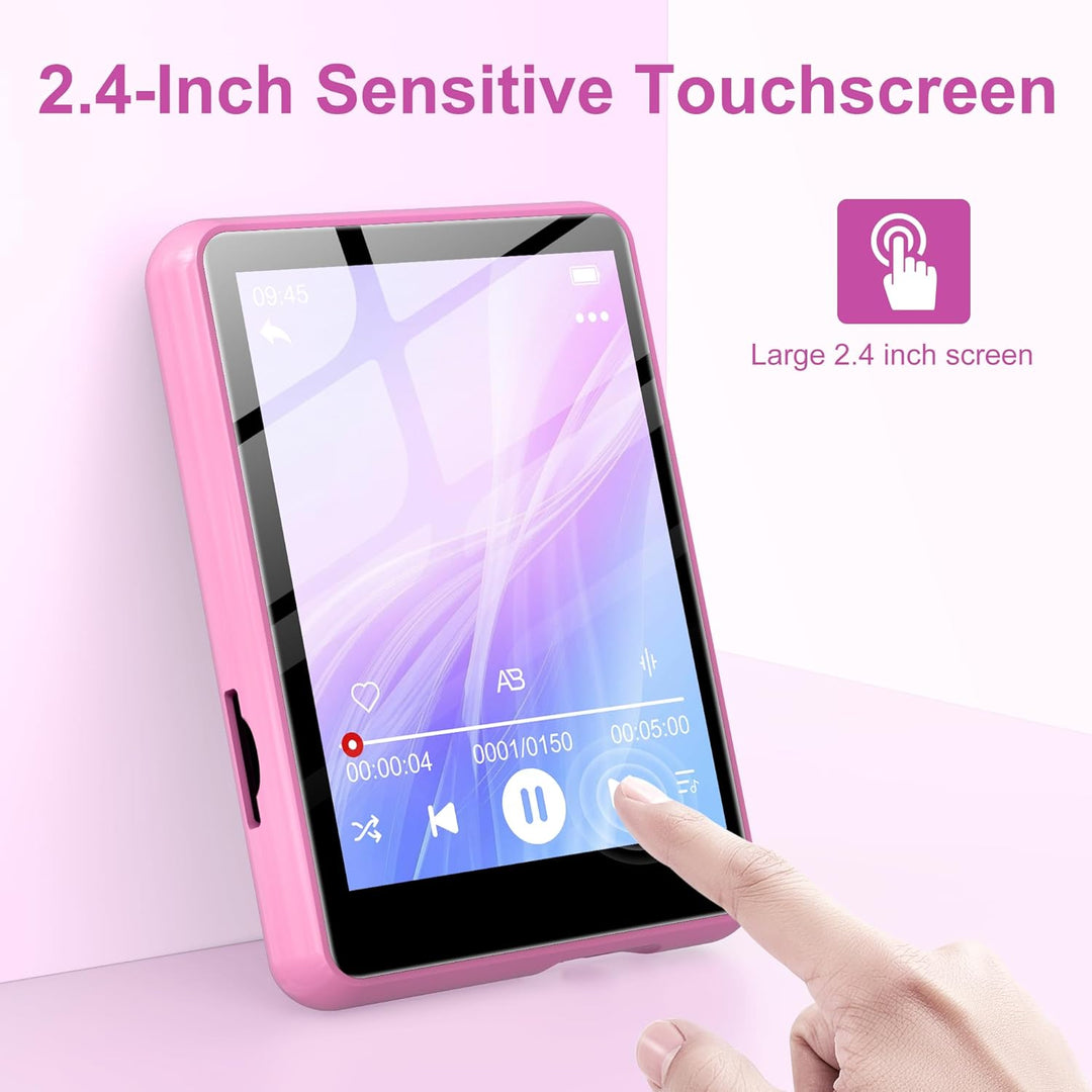 SWOFY 128GB MP3-Player mit Bluetooth 5.3-2,4-Zoll Touchscreen, HiFi-Klang, integrierter Lautsprecher