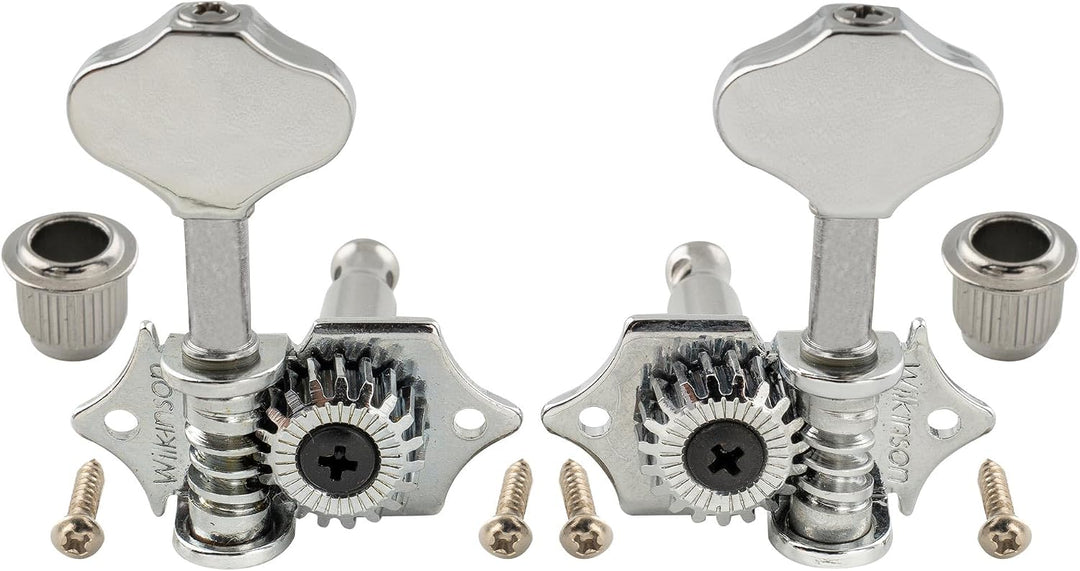 Wilkinson 3R3L Vintage Tuners Offen Mechaniken Set für Akustikgitarre/Westerngitarre, Chrom mit Butt
