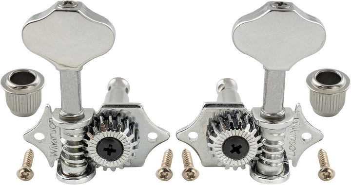 Wilkinson 3R3L Vintage Tuners Offen Mechaniken Set für Akustikgitarre/Westerngitarre, Chrom mit Butt