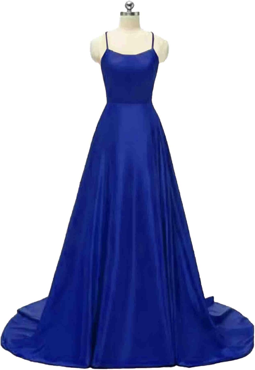 xxxiticat Damen Elegant Lange Ballkleider mit Taschen Satin A-Linie Backless Hochzeitskleid Abendkle