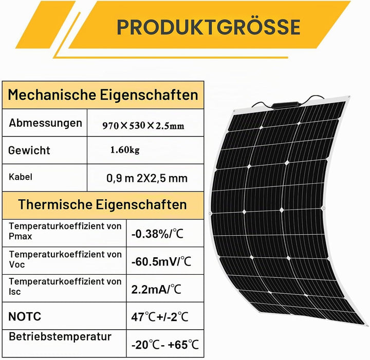 solarpanel flexibel 200w 12V Flexibles solar panel 2 * 100w solarplatten Monokristallines, Dächer, W