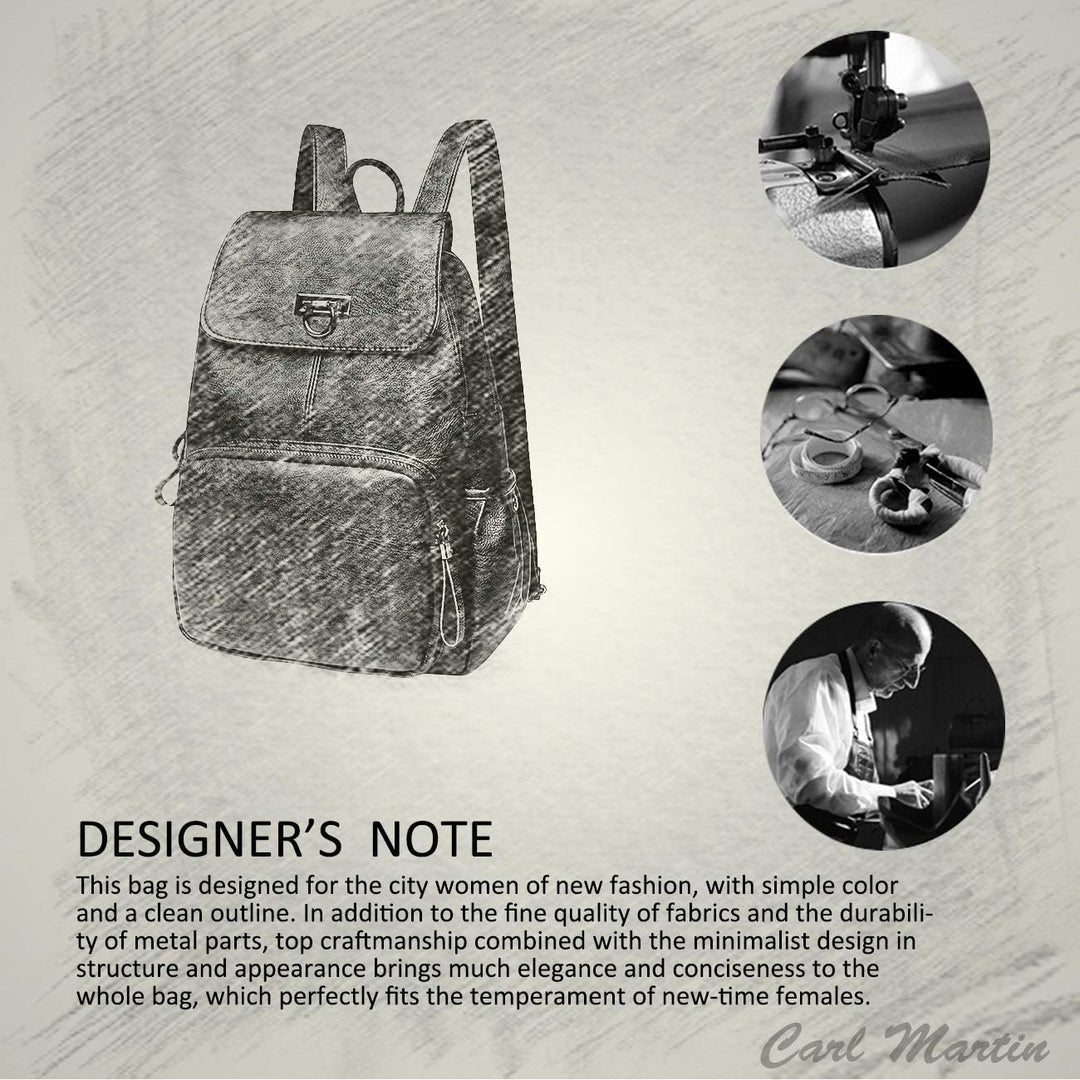 NICOLE & DORIS Damen Lederrucksack Lässiger Damenrucksack für Damen Rucksackbeutel für Damen schwarz