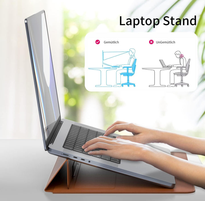 ZIKE Laptop Hülle 16 Zoll Tasche, Wasserdicht PU Schutzhülle Case mit Standfunktio für 15" und 16" M