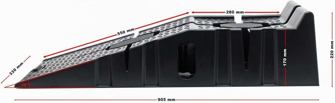 XPOtool Auffahrrampe 2er Set Schwerlast Rampe bis 2,5 Tonnen KFZ-Auffahrt Plattform Hebebühne
