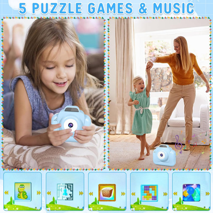 Sofortbildkamera Kinder, 48MP 2.4 Zoll Bildschirm Kinderkamera Sofortbildkamera mit 32G Karte, Druck