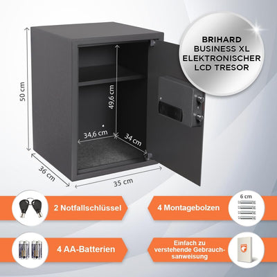 brihard Safe mit elektronischem Zahlenschloss Business XL (50x35x36cm), Business XL (50x35x36cm)