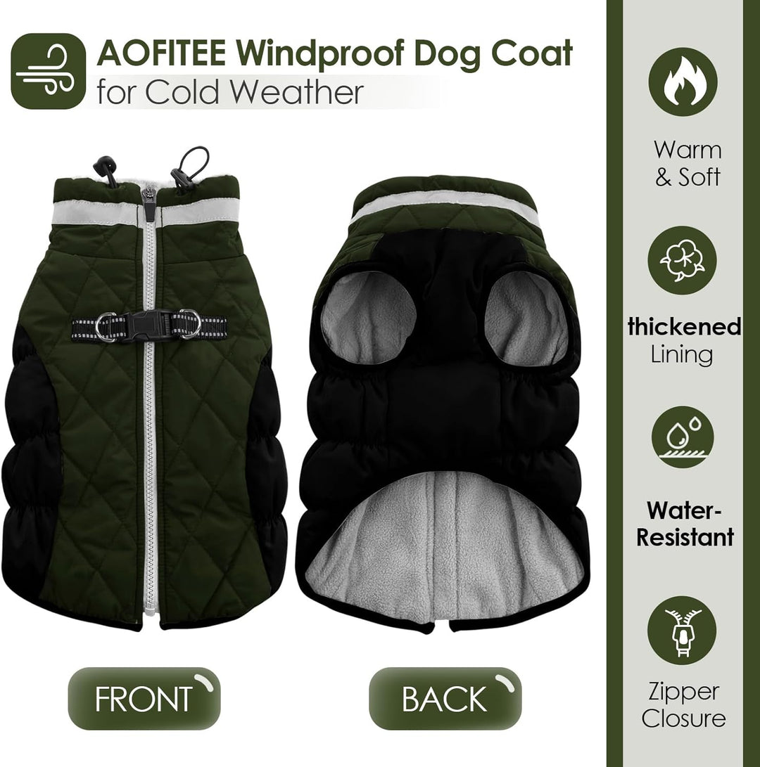 AOFITEE Extra Grosser Hundemantel, Warme Wasserdichter & Winddichter Hundejacke mit Bauchschutz, Rol