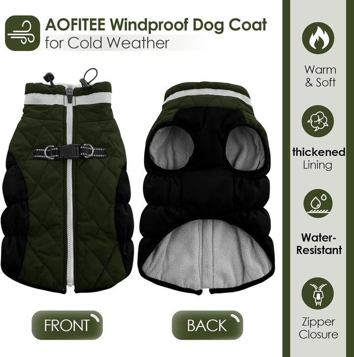 AOFITEE Extra Grosser Hundemantel, Warme Wasserdichter & Winddichter Hundejacke mit Bauchschutz, Rol