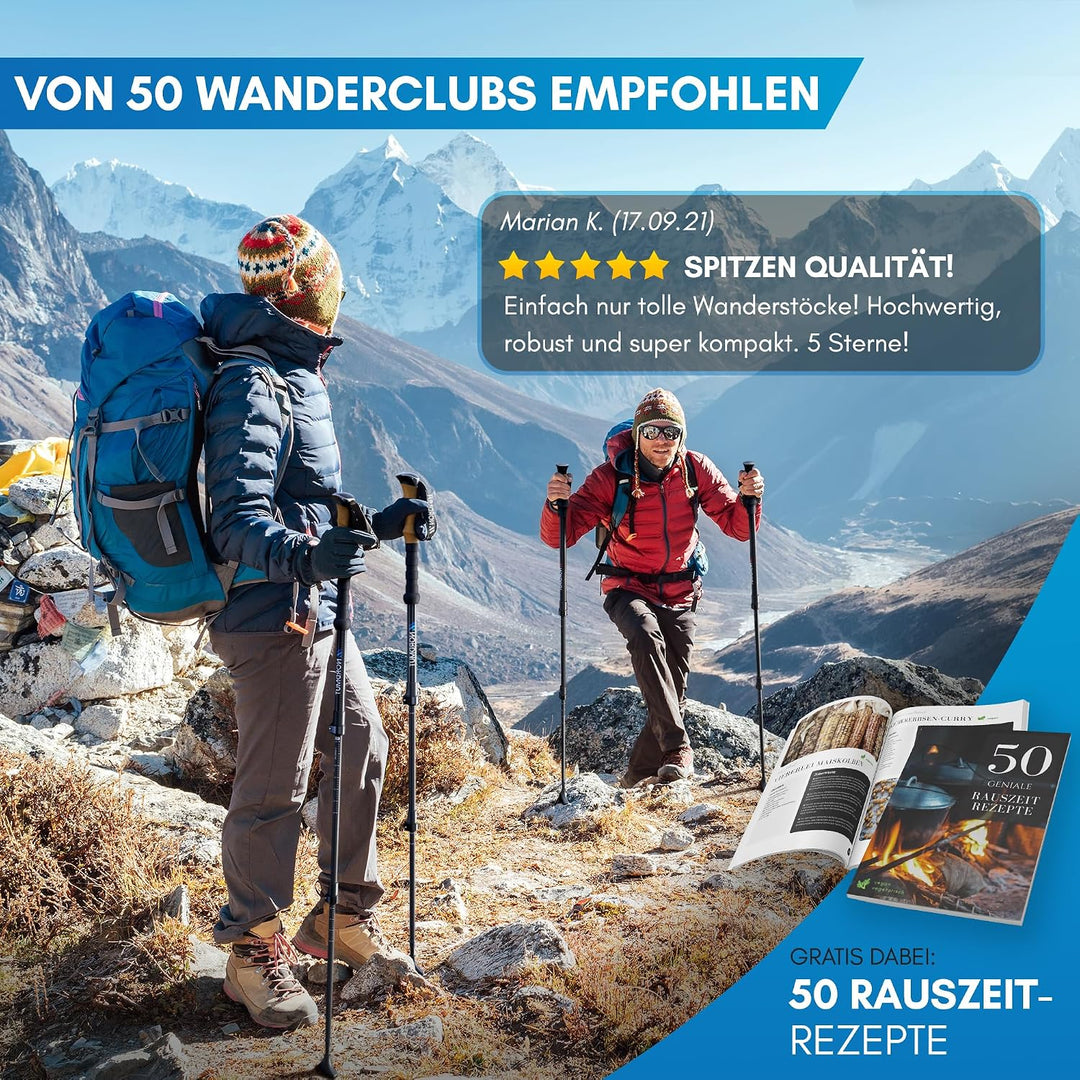 NORDMUT® Wanderstöcke Teleskop aus stabilen Aluminium oder Carbon - Leichte Nordic Walking Stöcke Da