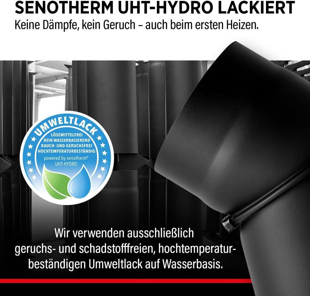 BERTRAMS Ofenrohr 150mm Ø Bogen ohne Tür Schwarz | Stahlrohr mit 0-45° Winkel | Feuerrohr aus Stahlb