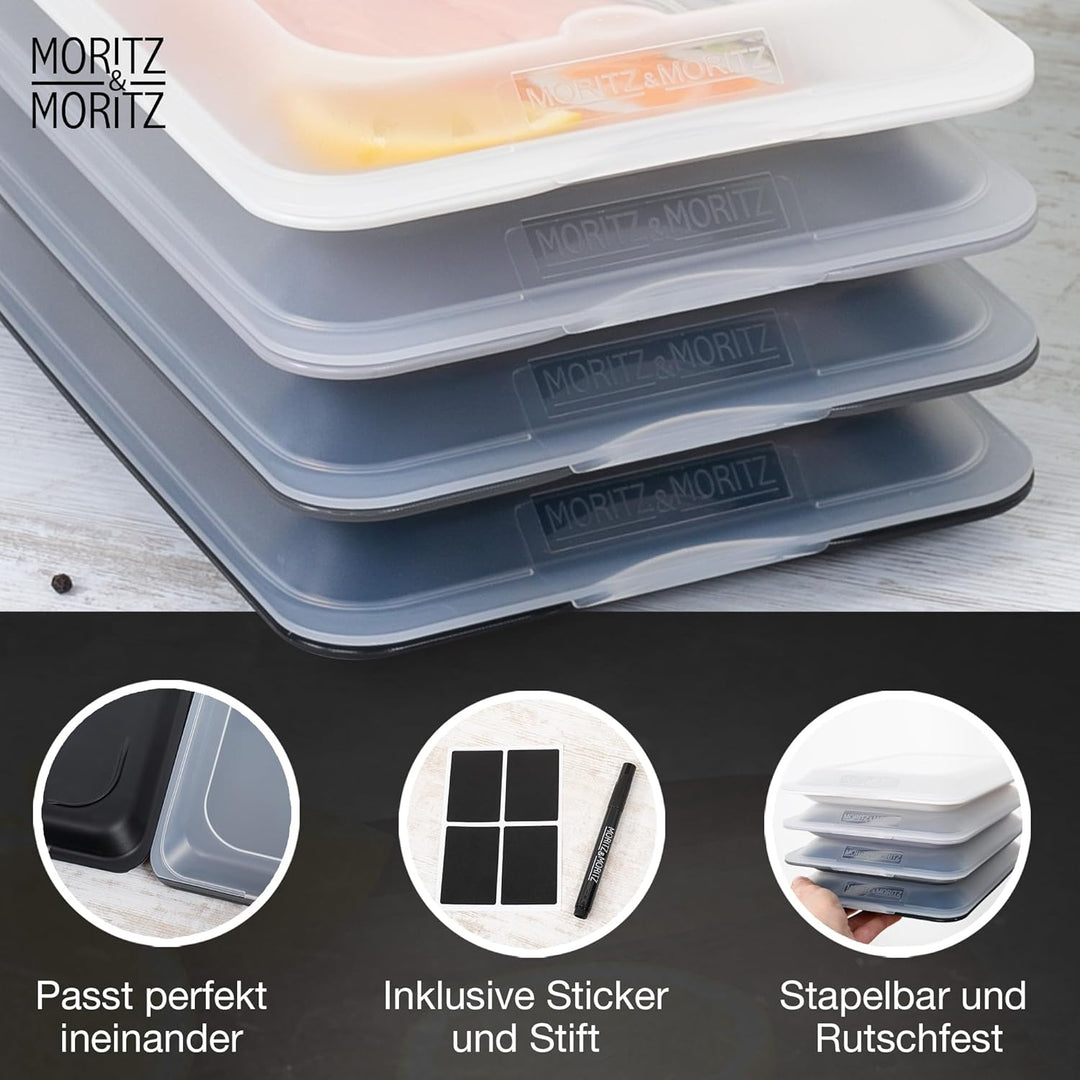 Moritz & Moritz Aufschnittdosen 8er Set Aufschnittbox stapelbar - Frischhaltedosen mit Deckel zur Au