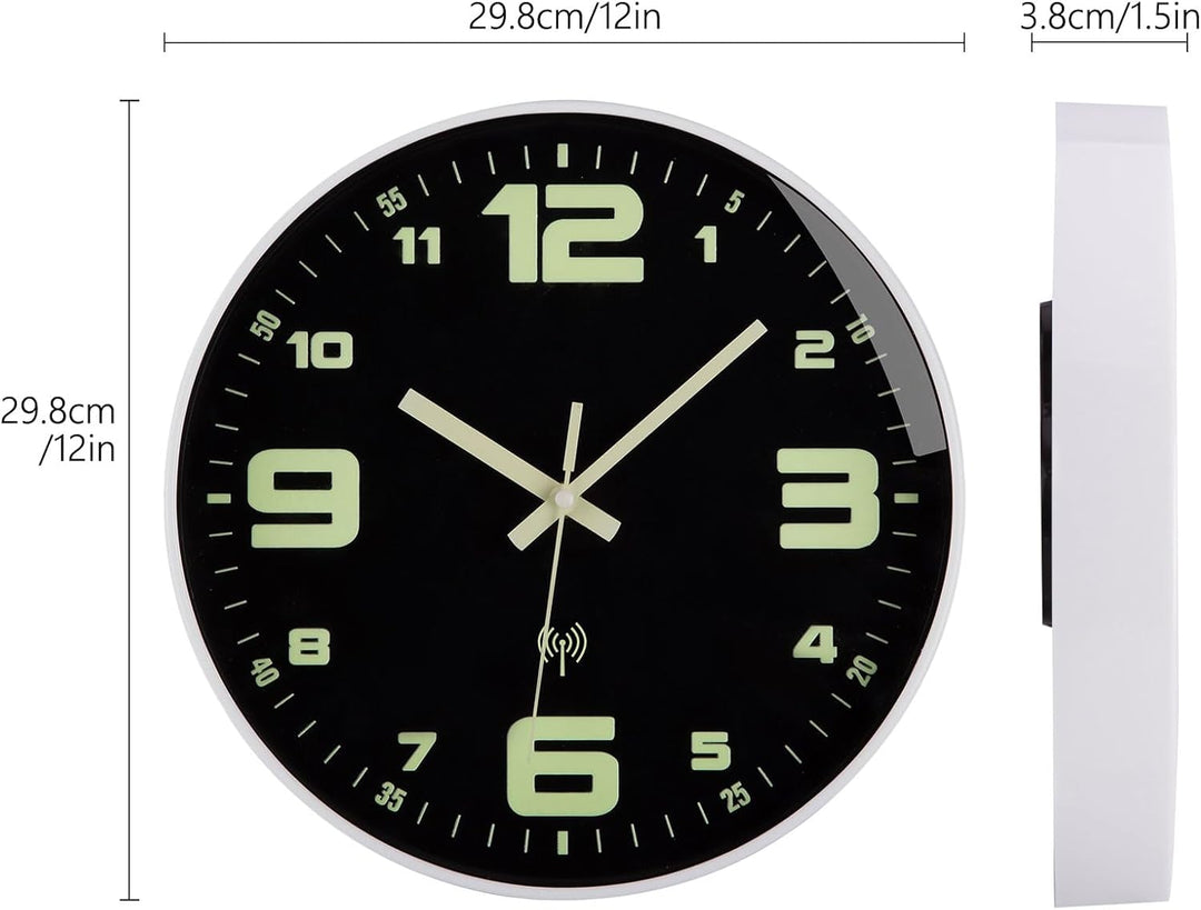 Leuchtend Wanduhr Funk Wanduhr Ohne Tickgeräusche Lautlos 30cm Quarz Modern Gross Batterie Wanduhr E